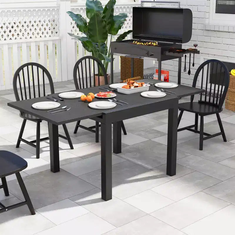 Tavolo da pranzo espandibile Costway Patio 31,5-63 Rettangolare regolabile in alluminio resistente alle intemperie per esterni da 4-6 persone