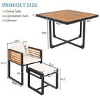 GDFStudio Ernest Set da pranzo moderno da giardino in legno di acacia con 2 tavoli, 8 sedie imbottite e 8 pouf, 18 pezzi