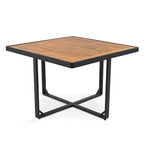GDFStudio Ernest Set da pranzo moderno da giardino in legno di acacia con 2 tavoli, 8 sedie imbottite e 8 pouf, 18 pezzi