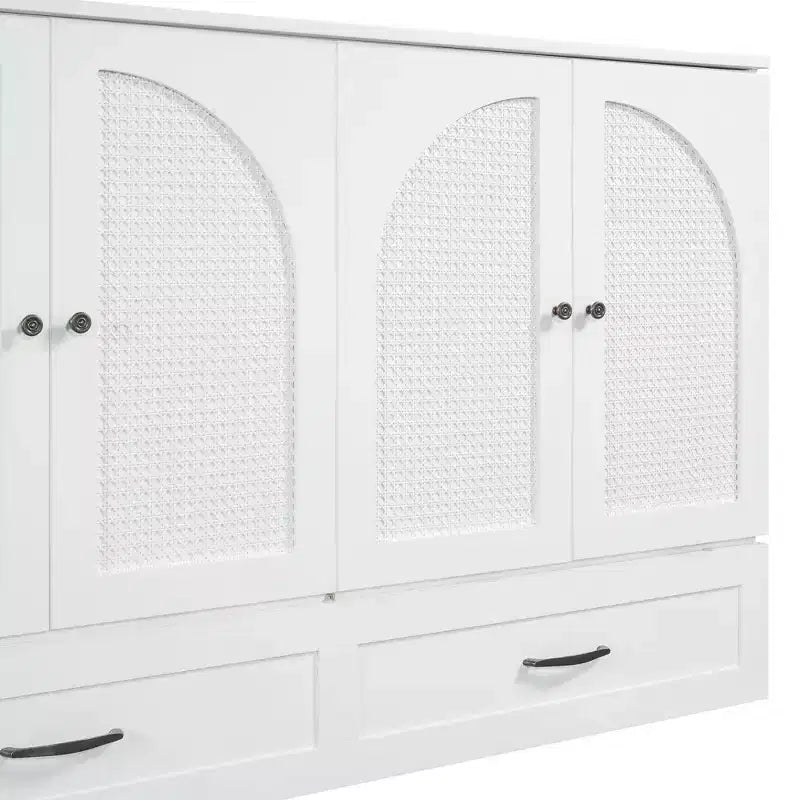 Letto a scomparsa Luxystar Modern Queen in Rattan con Ampio Cassetto per Soggiorno e Camera degli Ospiti