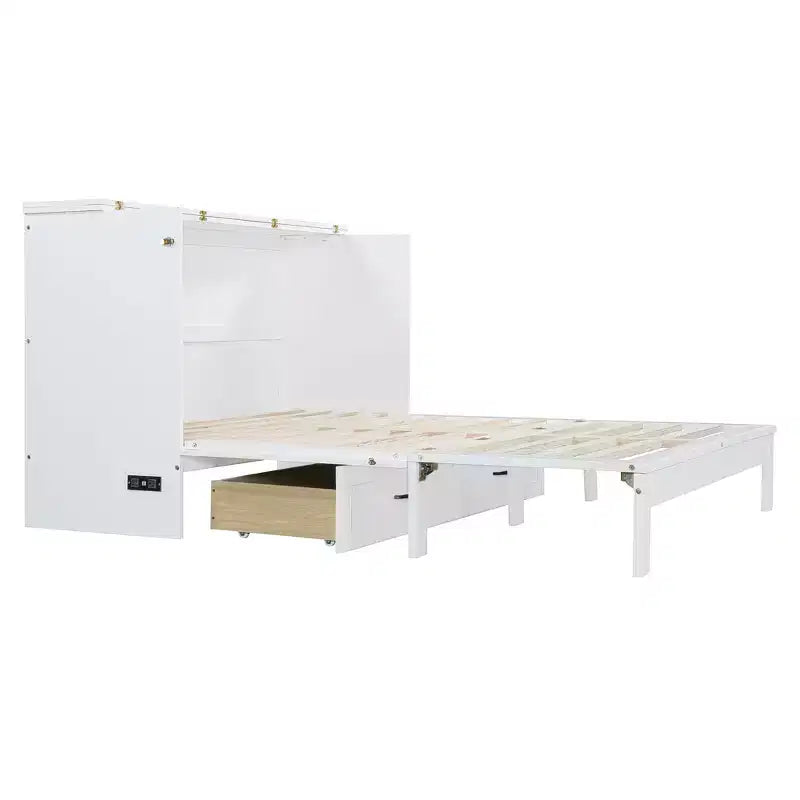 Letto a scomparsa Luxystar Modern Queen in Rattan con Ampio Cassetto per Soggiorno e Camera degli Ospiti