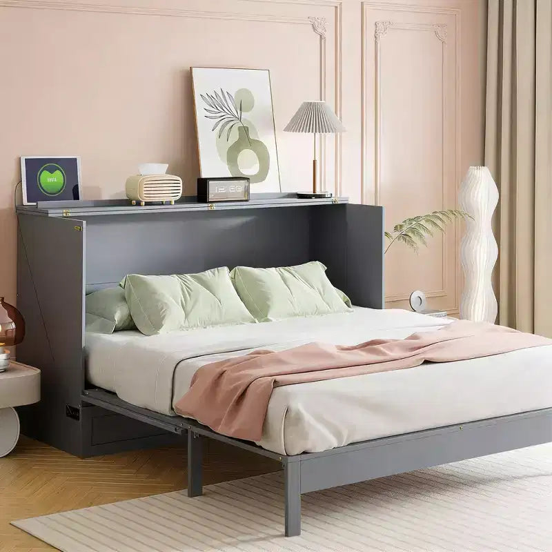 Letto a scomparsa Luxystar Modern Queen in Rattan con Ampio Cassetto per Soggiorno e Camera degli Ospiti