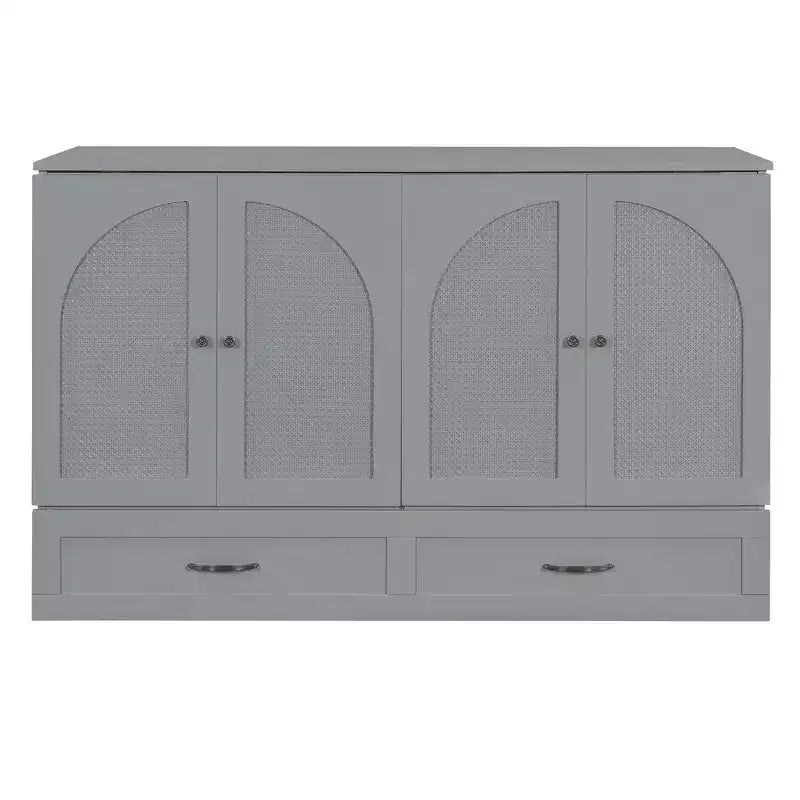 Letto a scomparsa Luxystar Modern Queen in Rattan con Ampio Cassetto per Soggiorno e Camera degli Ospiti