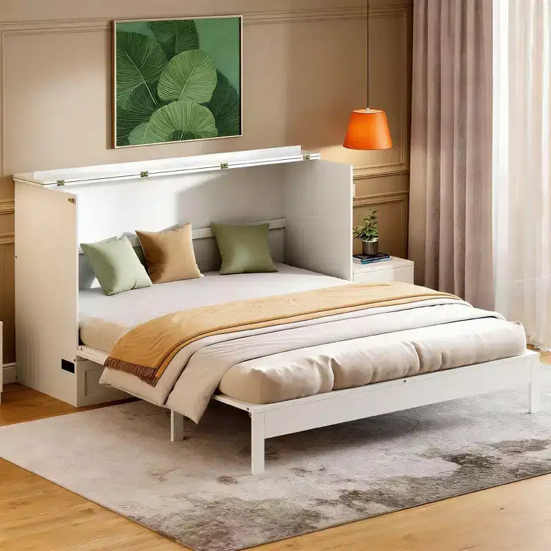 Letto a scomparsa Luxystar Modern Queen in Rattan con Ampio Cassetto per Soggiorno e Camera degli Ospiti