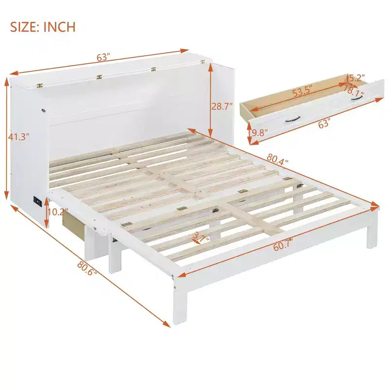 Letto a scomparsa Luxystar Modern Queen in Rattan con Ampio Cassetto per Soggiorno e Camera degli Ospiti