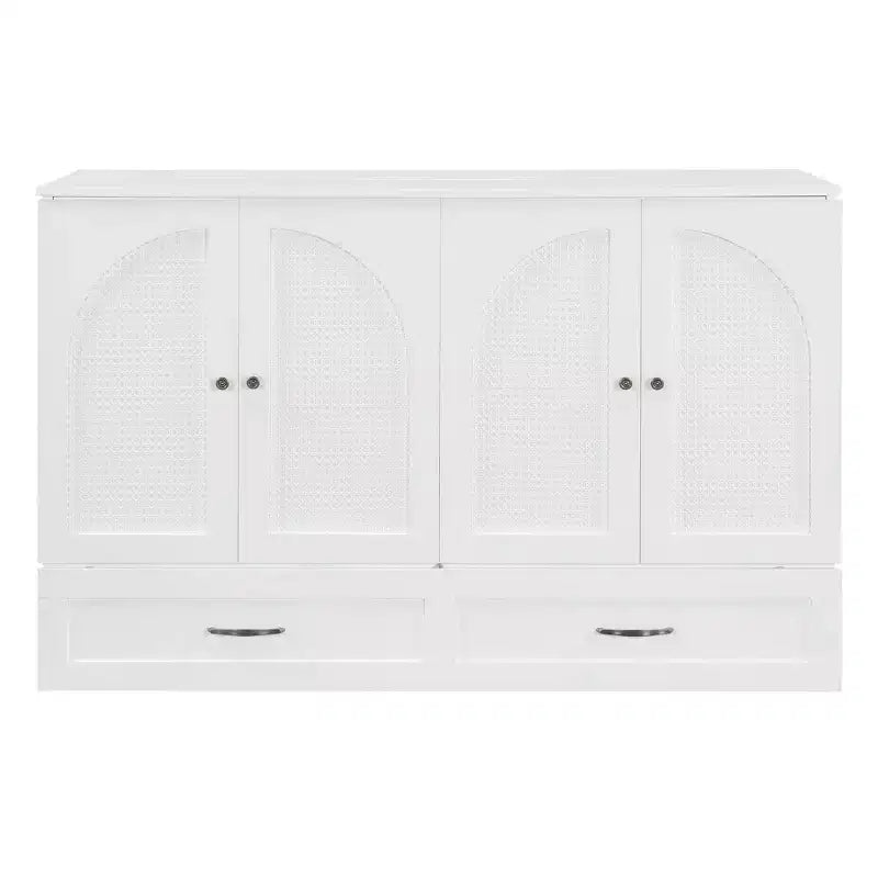 Letto a scomparsa Luxystar Modern Queen in Rattan con Ampio Cassetto per Soggiorno e Camera degli Ospiti