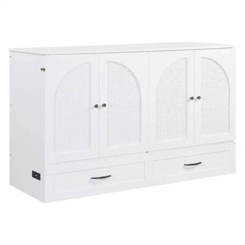 Letto a scomparsa Luxystar Modern Queen in Rattan con Ampio Cassetto per Soggiorno e Camera degli Ospiti