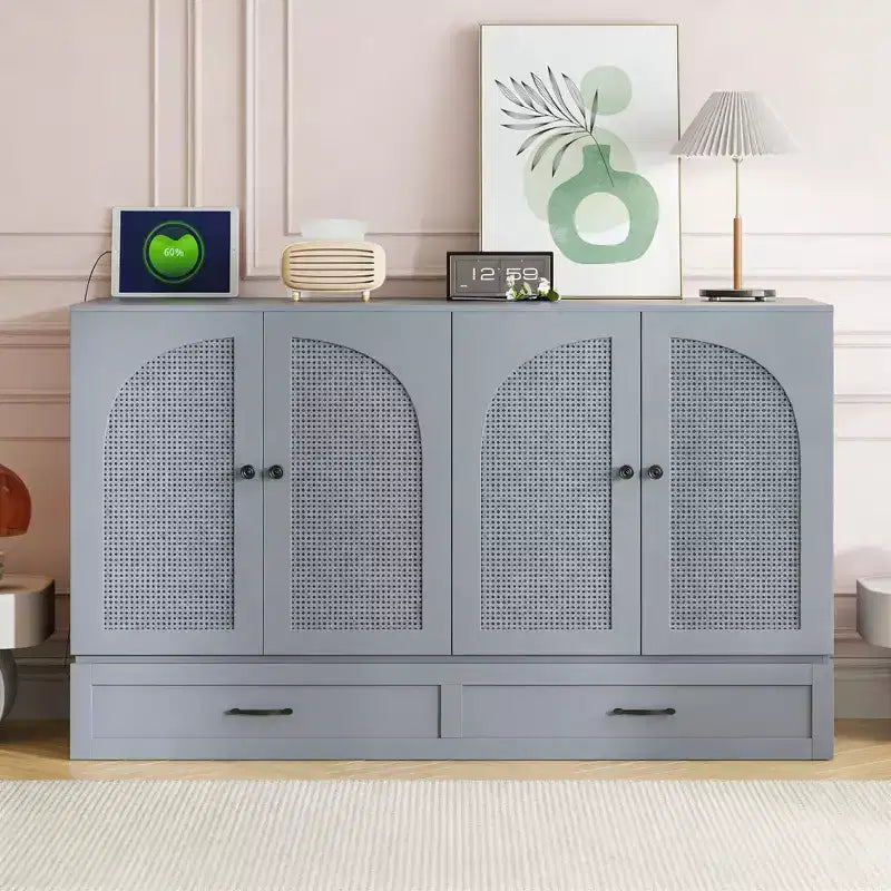 Letto a scomparsa Luxystar Modern Queen in Rattan con Ampio Cassetto per Soggiorno e Camera degli Ospiti