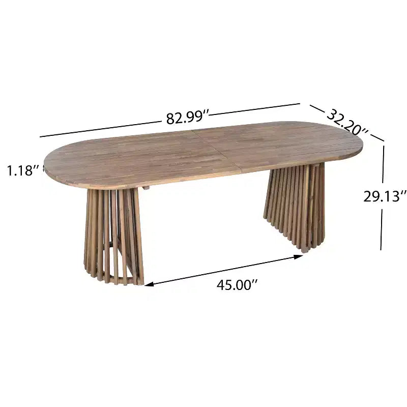 Christopher Knight Home Aveline Tavolo da pranzo moderno per esterni in legno di acacia con doppio piedistallo a doghe