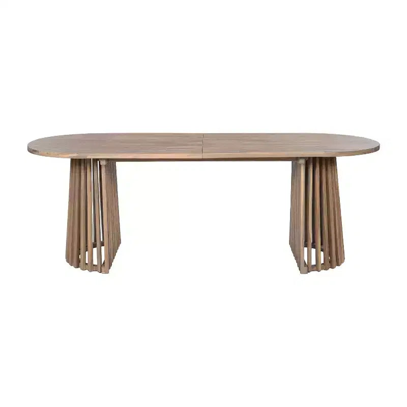 Christopher Knight Home Aveline Tavolo da pranzo moderno per esterni in legno di acacia con doppio piedistallo a doghe