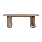 Christopher Knight Home Aveline Tavolo da pranzo moderno per esterni in legno di acacia con doppio piedistallo a doghe