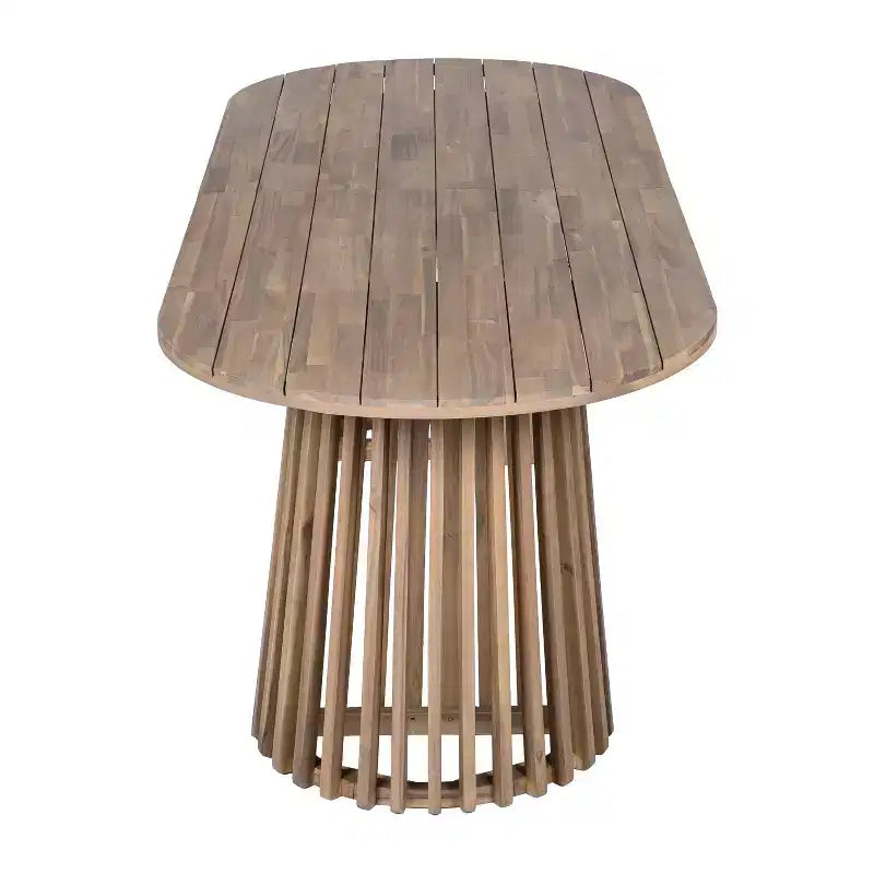 Christopher Knight Home Aveline Tavolo da pranzo moderno per esterni in legno di acacia con doppio piedistallo a doghe