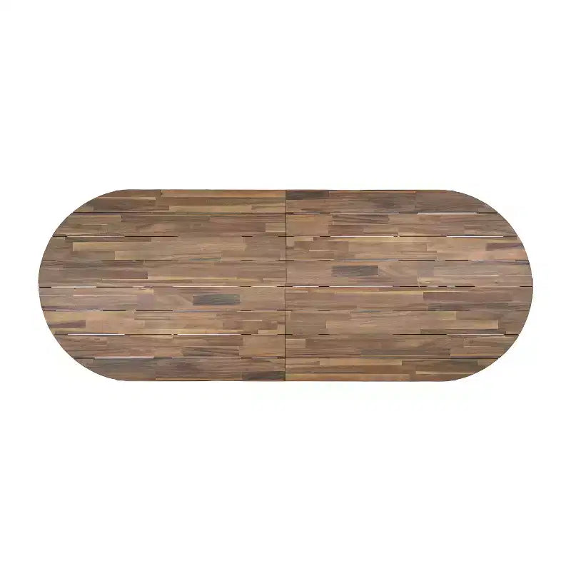 Christopher Knight Home Aveline Tavolo da pranzo moderno per esterni in legno di acacia con doppio piedistallo a doghe