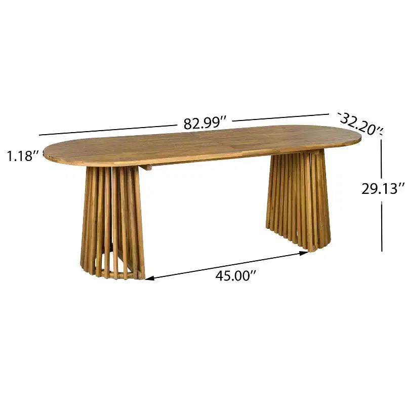 Christopher Knight Home Aveline Tavolo da pranzo moderno per esterni in legno di acacia con doppio piedistallo a doghe
