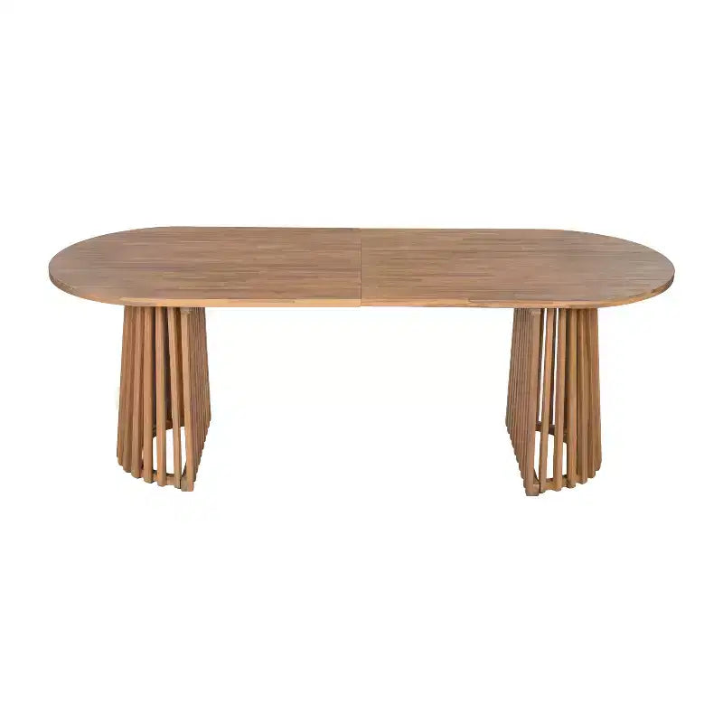 Christopher Knight Home Aveline Tavolo da pranzo moderno per esterni in legno di acacia con doppio piedistallo a doghe