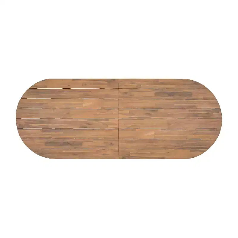 Christopher Knight Home Aveline Tavolo da pranzo moderno per esterni in legno di acacia con doppio piedistallo a doghe