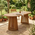 Christopher Knight Home Aveline Modern Outdoor Acacia Wood Dining Table with Dual Slatted Pedestal