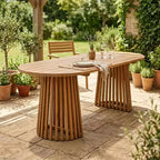Christopher Knight Home Aveline Modern Outdoor Acacia Wood Dining Table with Dual Slatted Pedestal