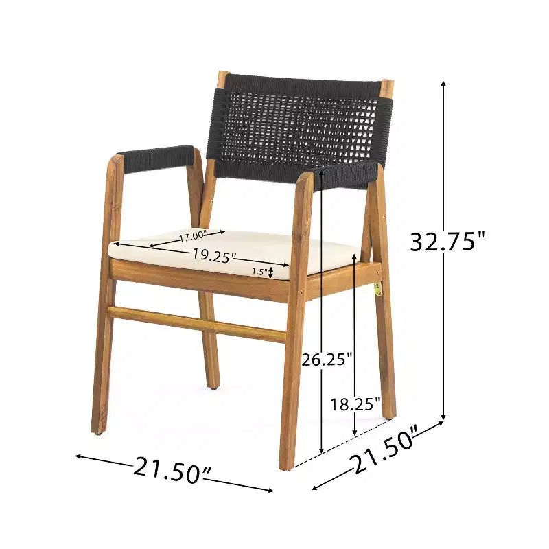 Set da pranzo moderno Christopher Knight Home Andika a 7 pezzi in legno di acacia con schienale in corda e tavolo a doghe