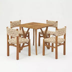Christopher Knight Home Ginni Set da Pranzo 5 Pezzi in Legno di Acacia con Design a Doghe e Intreccio in Vimini