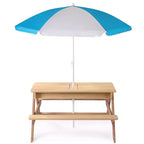 GDFStudio Ashbeck Tavolo da Picnic in Legno per Bambini 3-in-1 da Esterno con Ombrellone