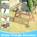 GDFStudio Ashbeck Tavolo da Picnic in Legno per Bambini 3-in-1 da Esterno con Ombrellone