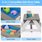 GDFStudio Ashbeck Tavolo da Picnic in Legno per Bambini 3-in-1 da Esterno con Ombrellone