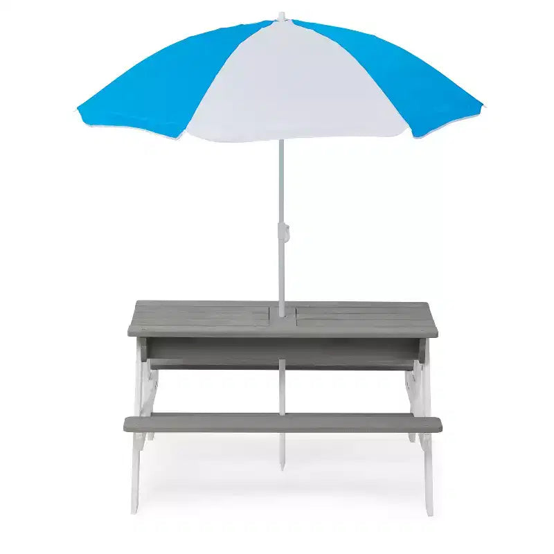 GDFStudio Ashbeck Tavolo da Picnic in Legno per Bambini 3-in-1 da Esterno con Ombrellone