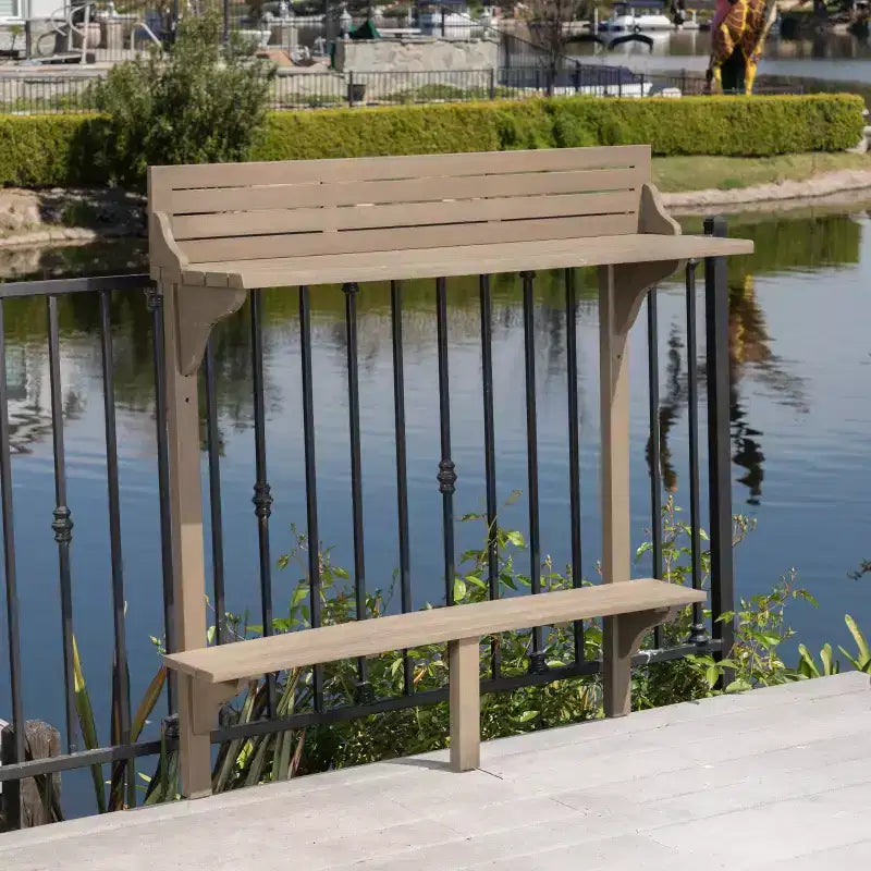 GDFStudio Hyun Tavolo da Bar da Balcone Moderno per Esterni in Legno di Acacia con Design a Doghe