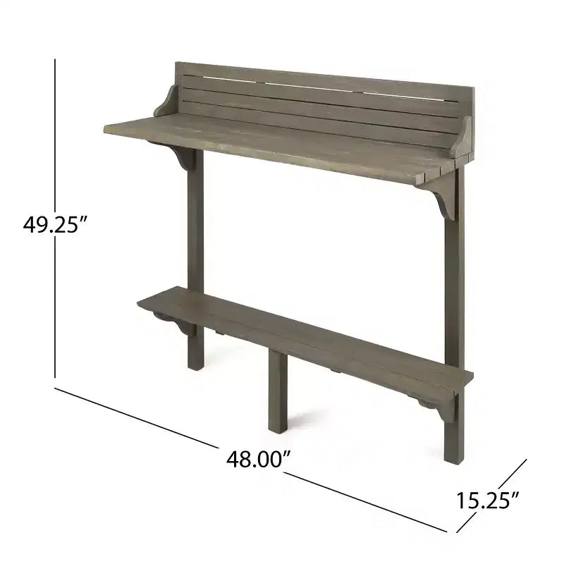 GDFStudio Hyun Tavolo da Bar da Balcone Moderno per Esterni in Legno di Acacia con Design a Doghe