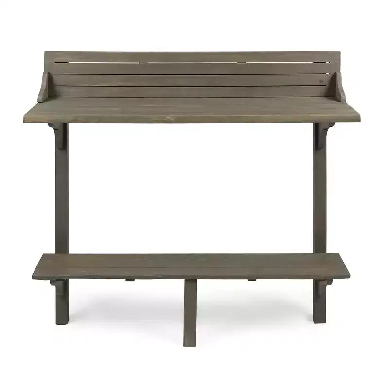 GDFStudio Hyun Tavolo da Bar da Balcone Moderno per Esterni in Legno di Acacia con Design a Doghe