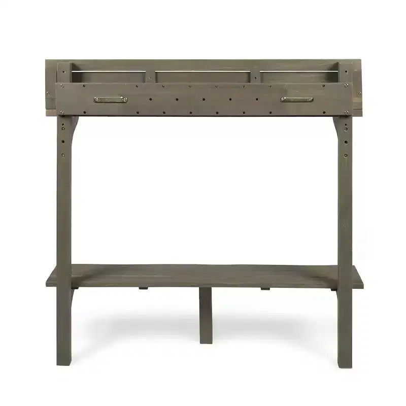 GDFStudio Hyun Tavolo da Bar da Balcone Moderno per Esterni in Legno di Acacia con Design a Doghe