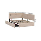 GDFStudio Camden Divano Letto Angolare Imbottito con Testiera con Ricarica USB e Schienale Trapuntato