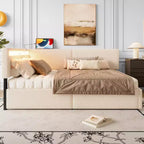 GDFStudio Camden Divano Letto Angolare Imbottito con Testiera con Ricarica USB e Schienale Trapuntato