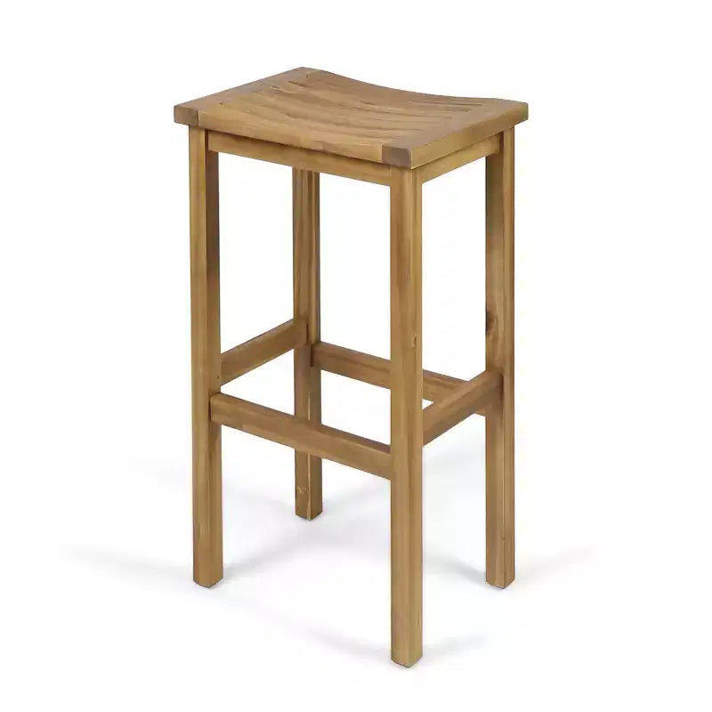 GDFStudio Pranav Set da bar moderno da balcone a 3 pezzi in legno di acacia con tavolo a doghe con ripiano inferiore e 2 sgabelli