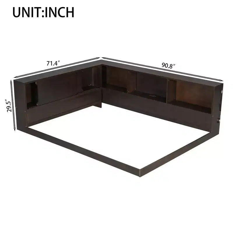 Luxystar Divano Letto Moderno Queen con 5 Ripiani Contenitori, Prese di Corrente e Luce