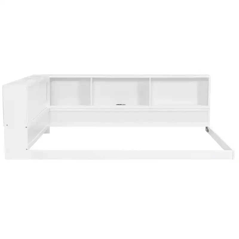 Luxystar Divano Letto Moderno Queen con 5 Ripiani Contenitori, Prese di Corrente e Luce
