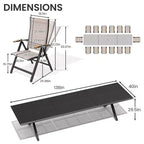 Crestlive Products Set da Pranzo da Giardino 13 Pezzi Tavolo in Alluminio con Base a X e Sedie Reclinabili Progettato per Riunioni