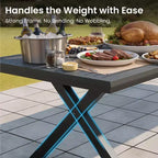 Crestlive Products Set da Pranzo da Giardino 13 Pezzi Tavolo in Alluminio con Base a X e Sedie Reclinabili Progettato per Riunioni