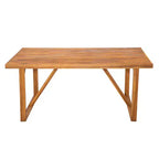 Set da pranzo per patio esterno per 6 persone, tavolo rettangolare in legno di acacia con 6 sedie, mobili moderni da giardino per esterni, veranda e bordo piscina - Panipeachy