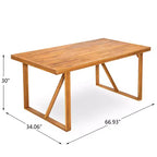 Set da pranzo per patio esterno per 6 persone, tavolo rettangolare in legno di acacia con 6 sedie, mobili moderni da giardino per esterni, veranda e bordo piscina - Panipeachy