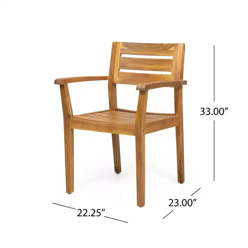 Set da pranzo per patio esterno per 6 persone, tavolo rettangolare in legno di acacia con 6 sedie, mobili moderni da giardino per esterni, veranda e bordo piscina - Panipeachy