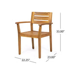 Set da pranzo per patio esterno per 6 persone, tavolo rettangolare in legno di acacia con 6 sedie, mobili moderni da giardino per esterni, veranda e bordo piscina - Panipeachy