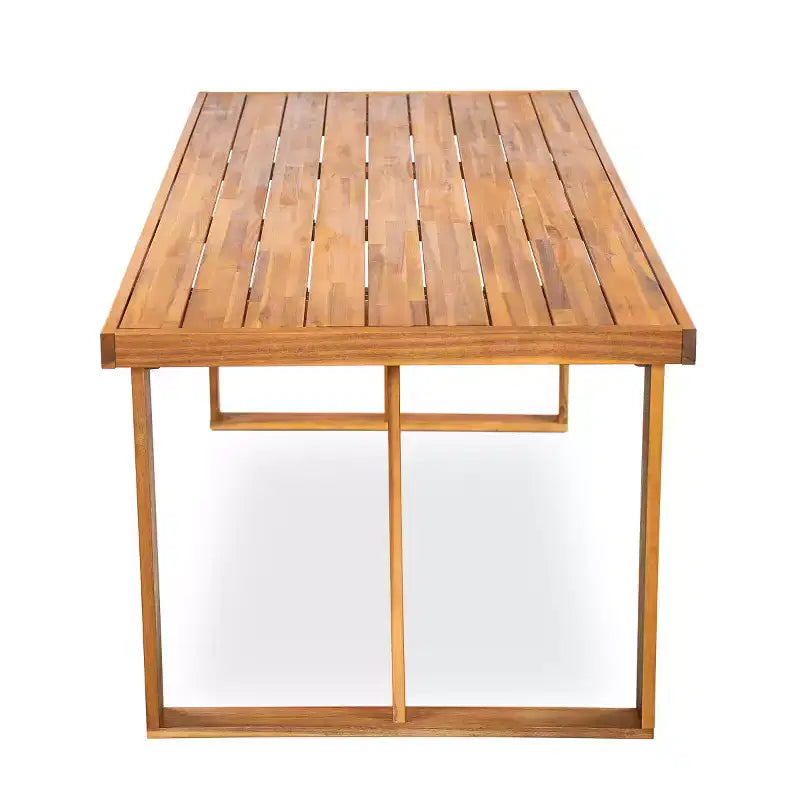 Set da pranzo per patio esterno per 6 persone, tavolo rettangolare in legno di acacia con 6 sedie, mobili moderni da giardino per esterni, veranda e bordo piscina - Panipeachy