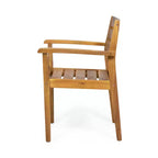 Set da pranzo per patio esterno per 6 persone, tavolo rettangolare in legno di acacia con 6 sedie, mobili moderni da giardino per esterni, veranda e bordo piscina - Panipeachy