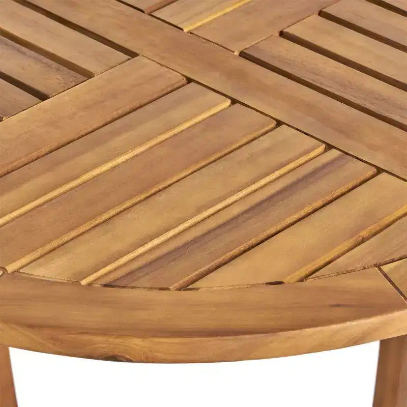 Set da pranzo per esterni a 3 pezzi, tavolo e sedie in legno Hermosa KD con cuscini, finitura Teak
