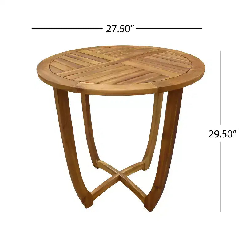 Set da pranzo per esterni a 3 pezzi, tavolo e sedie in legno Hermosa KD con cuscini, finitura Teak