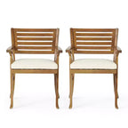 Set da pranzo per esterni a 3 pezzi, tavolo e sedie in legno Hermosa KD con cuscini, finitura Teak