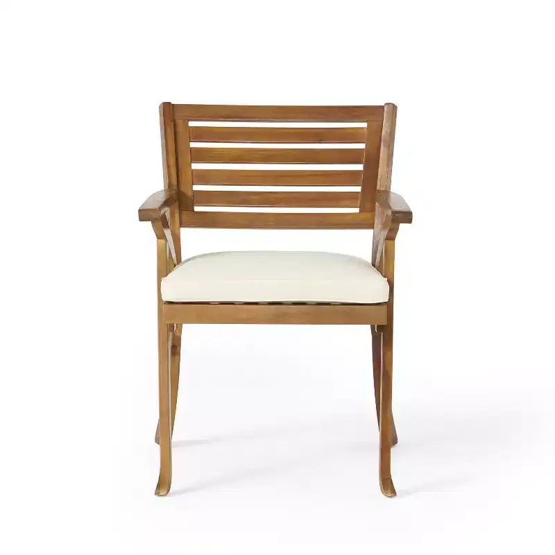 Set da pranzo per esterni a 3 pezzi, tavolo e sedie in legno Hermosa KD con cuscini, finitura Teak