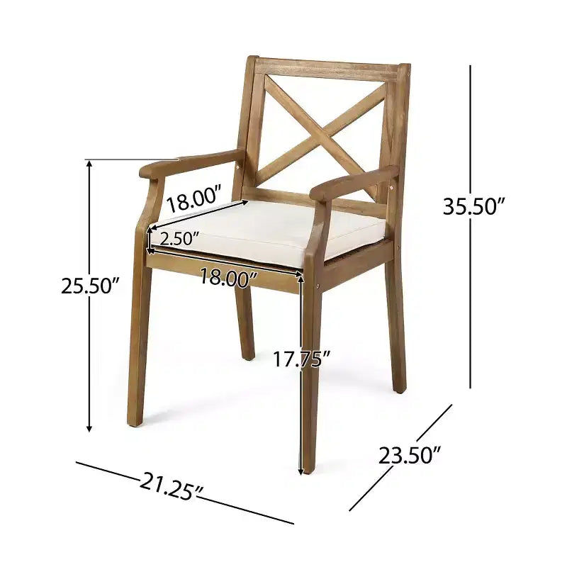 Set da pranzo da esterno a 7 pezzi in legno di acacia con 6 sedie imbottite, set da tavolo da pranzo rettangolare per patio, cortile, giardino, terrazza-Panipeachy
